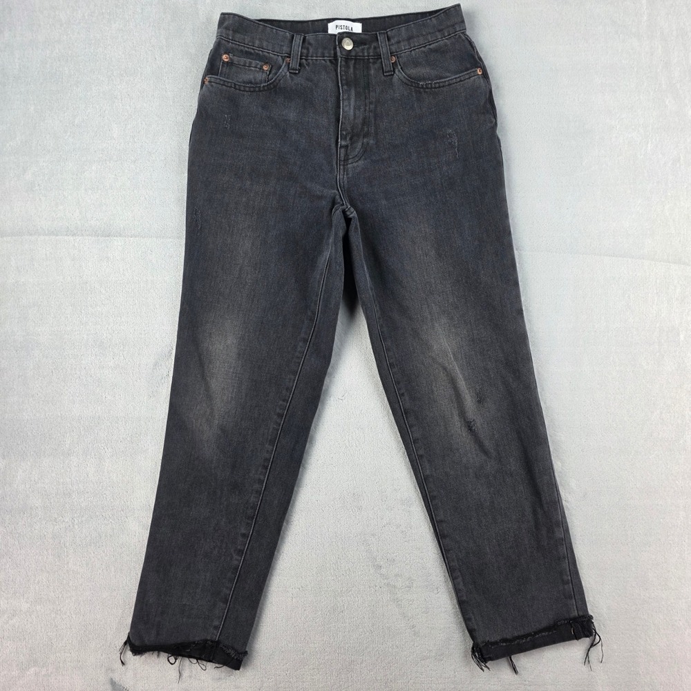 Pistola High Rise Distressed‎ Tapered Jeans Faded Black Raw Hem P6626MBF-NFA 26